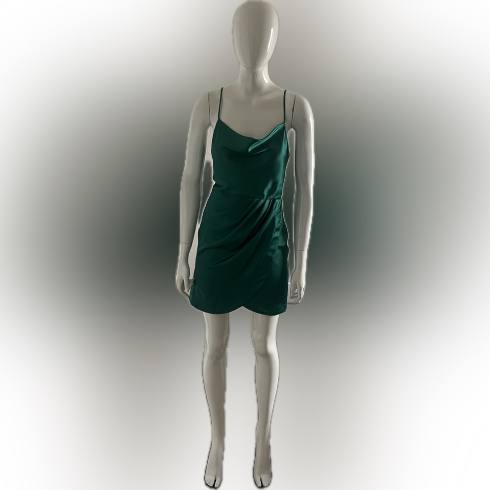 Zara Teal Satin Slip Dress